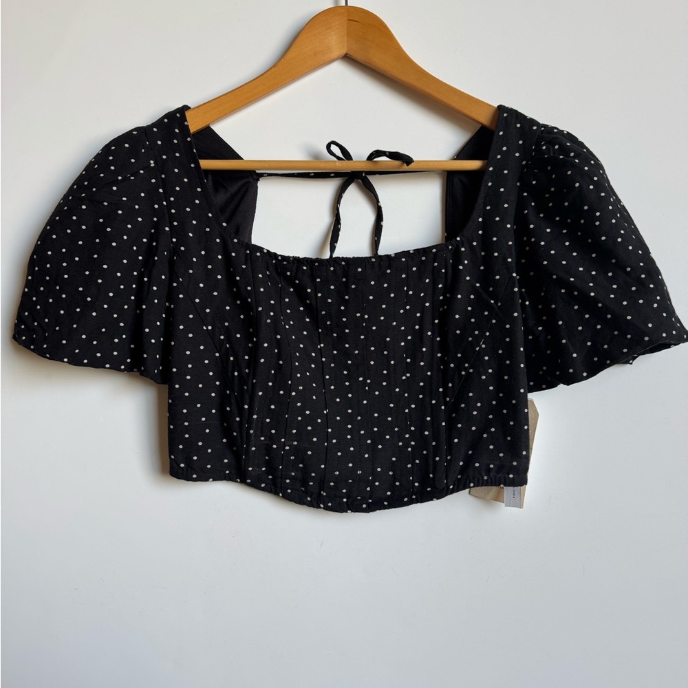 Elegant Black Polka Dot Crop Top